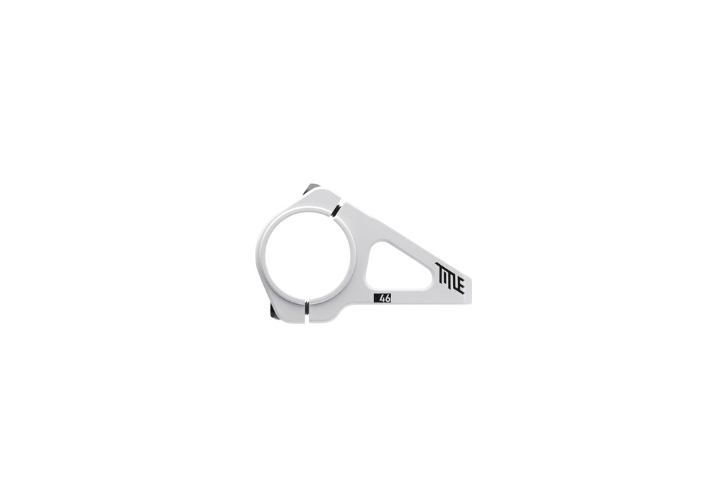 DM1 35 Direct Mount Stem - 35 mm in white - side view with black title logo