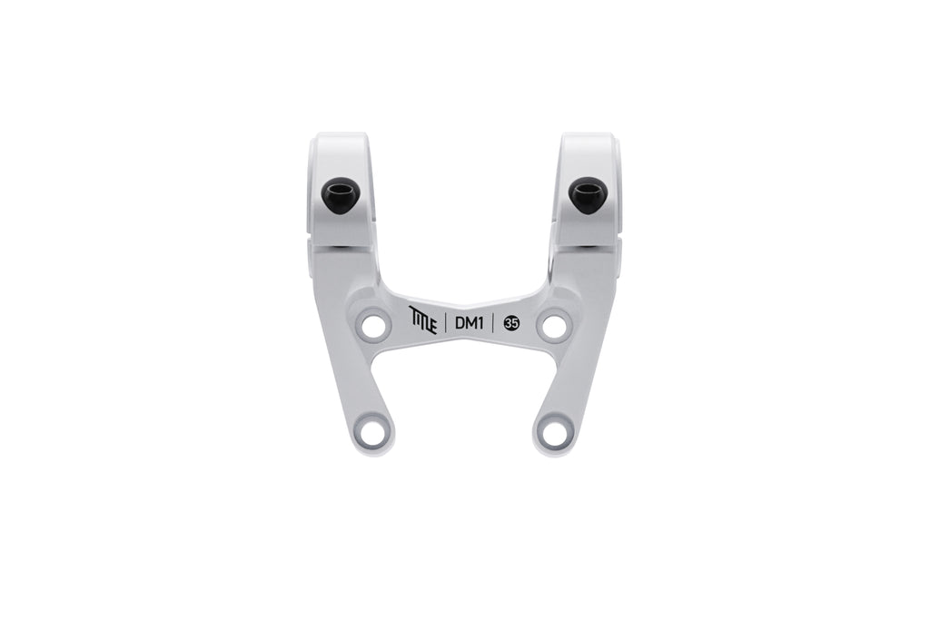DM1 35 Direct Mount Stem - 35 mm in white - top view with black title logo