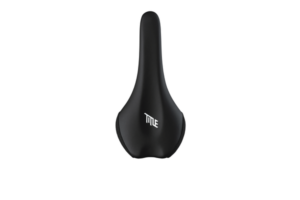 MS1 Saddle in black with white Title logo - top profile