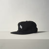 Unstructured Hat - Black with white Title MTB logo made from organic cotton canvas 