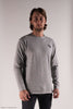 Grey Long Sleeve Shirt modelled on person Title MTB logo shirt