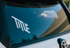 White Title MTB die cut logo sticker rear car window 