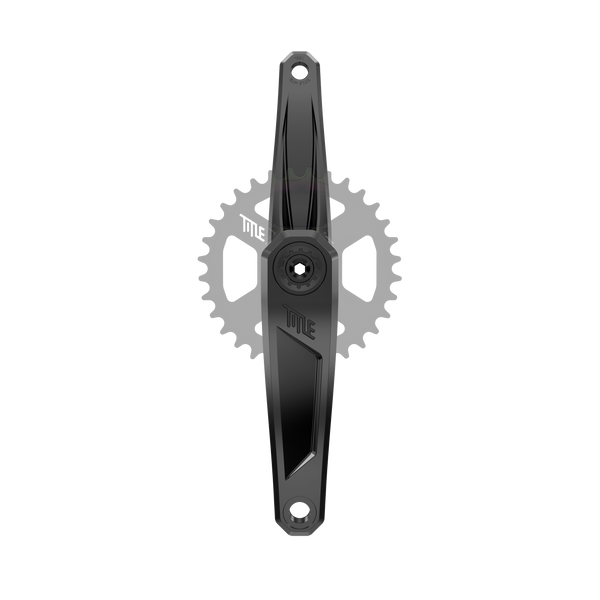 Title MTB CR1 Crank Arms (Spindle and Chainring not included) in Black, 155 mm, 32T, front view