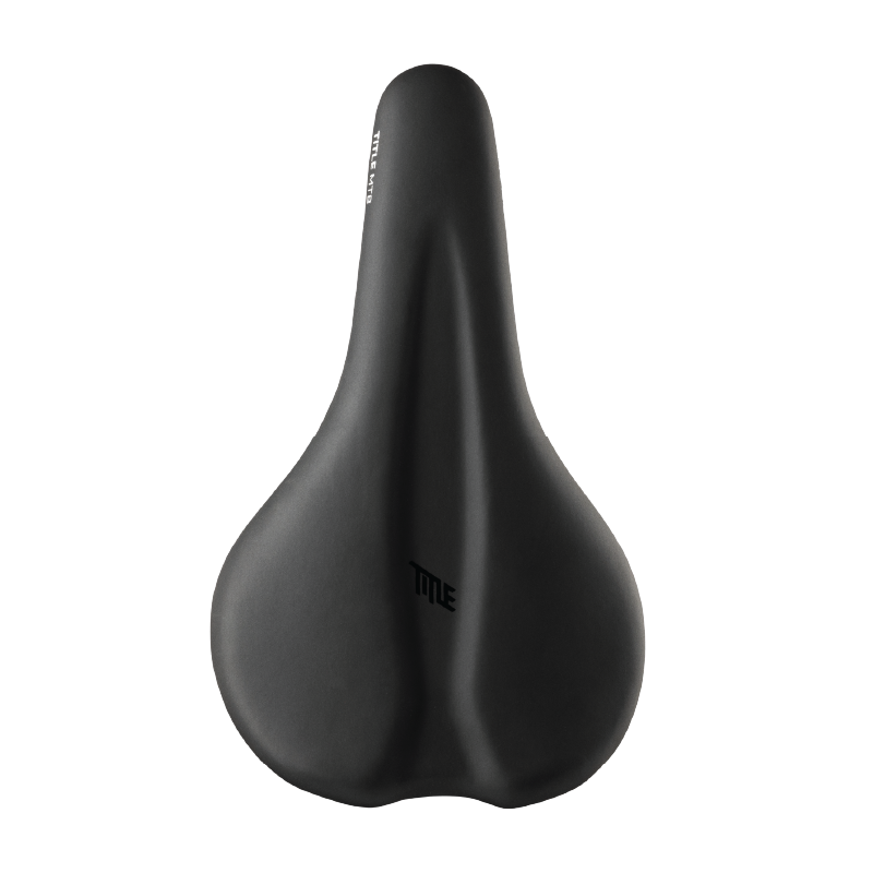 Black bicycle saddle on a white background