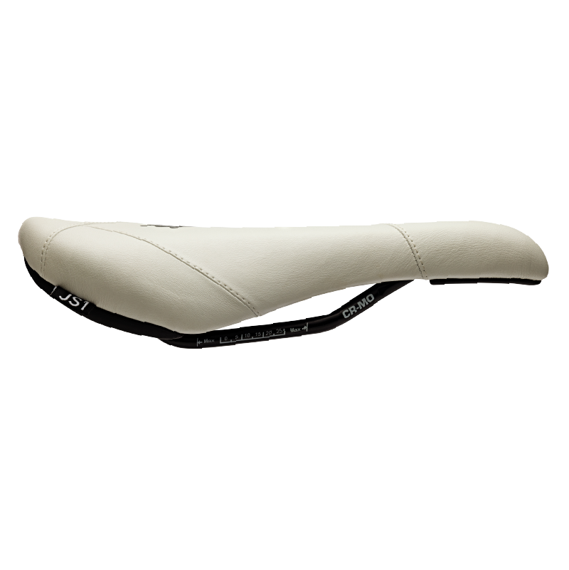 White bicycle saddle on a white background