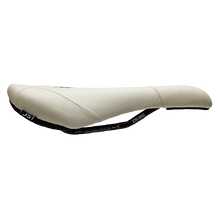 White bicycle saddle on a white background