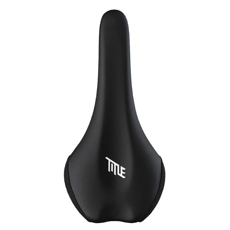 Black bicycle saddle with 'TITLE' logo on a white background