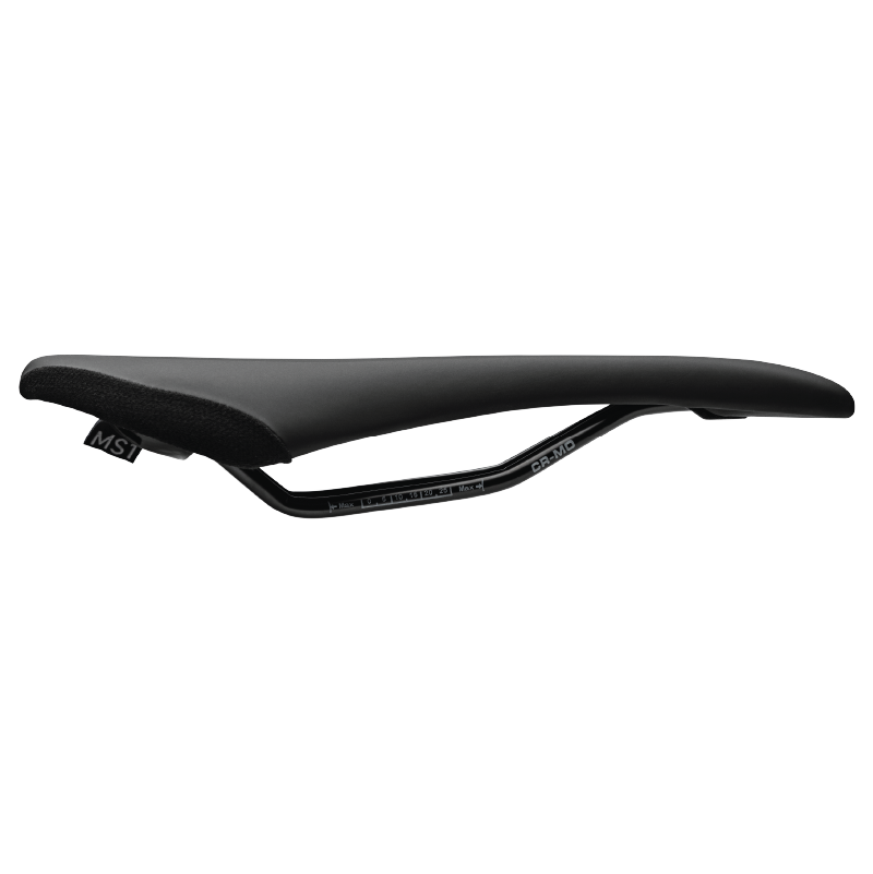 Black bicycle saddle on a white background