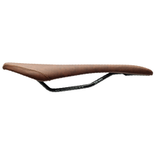 Brown bicycle saddle on a white background