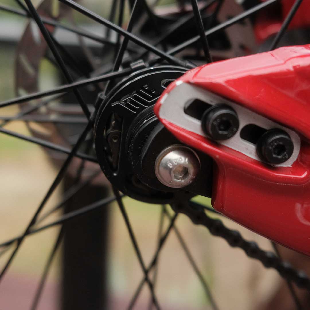 Close-up of a mtb hub 