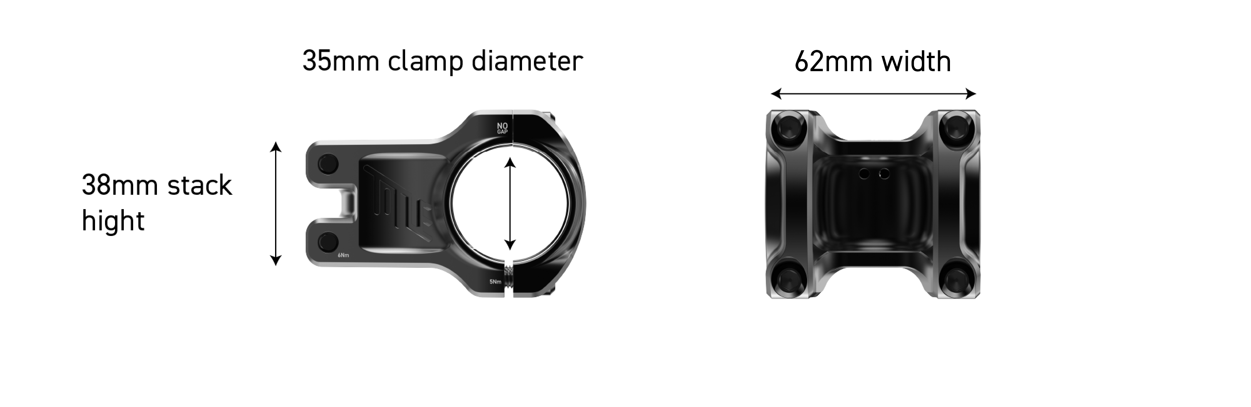 Bicycle headset with measurements labeled on a white background