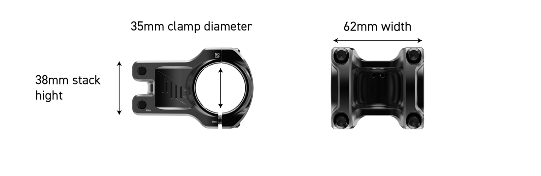 Bicycle headset with measurements labeled on a white background