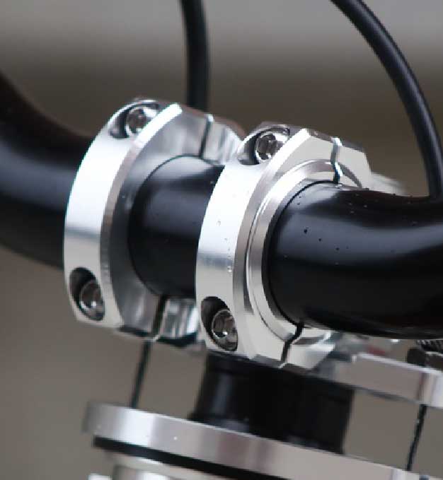 close up of a mountain bike stem and handlebar
