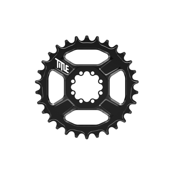 Title MTB CR1 8-Bolt Chainring in Black, front view