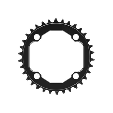 Title MTB CR1 104 BCD Chainring in Black, front view