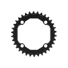 Title MTB CR1 104 BCD Chainring in Black, front view