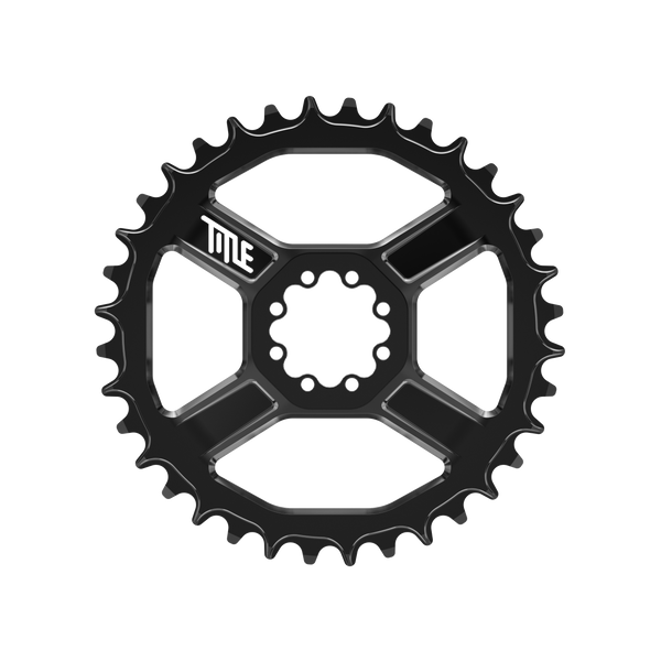 Title MTB CR1 8-Bolt Chainring in Black, front view