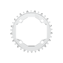 Title MTB CR1 104 BCD Chainring in Chrome, front view