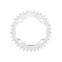 Title MTB CR1 104 BCD Chainring in Chrome, front view
