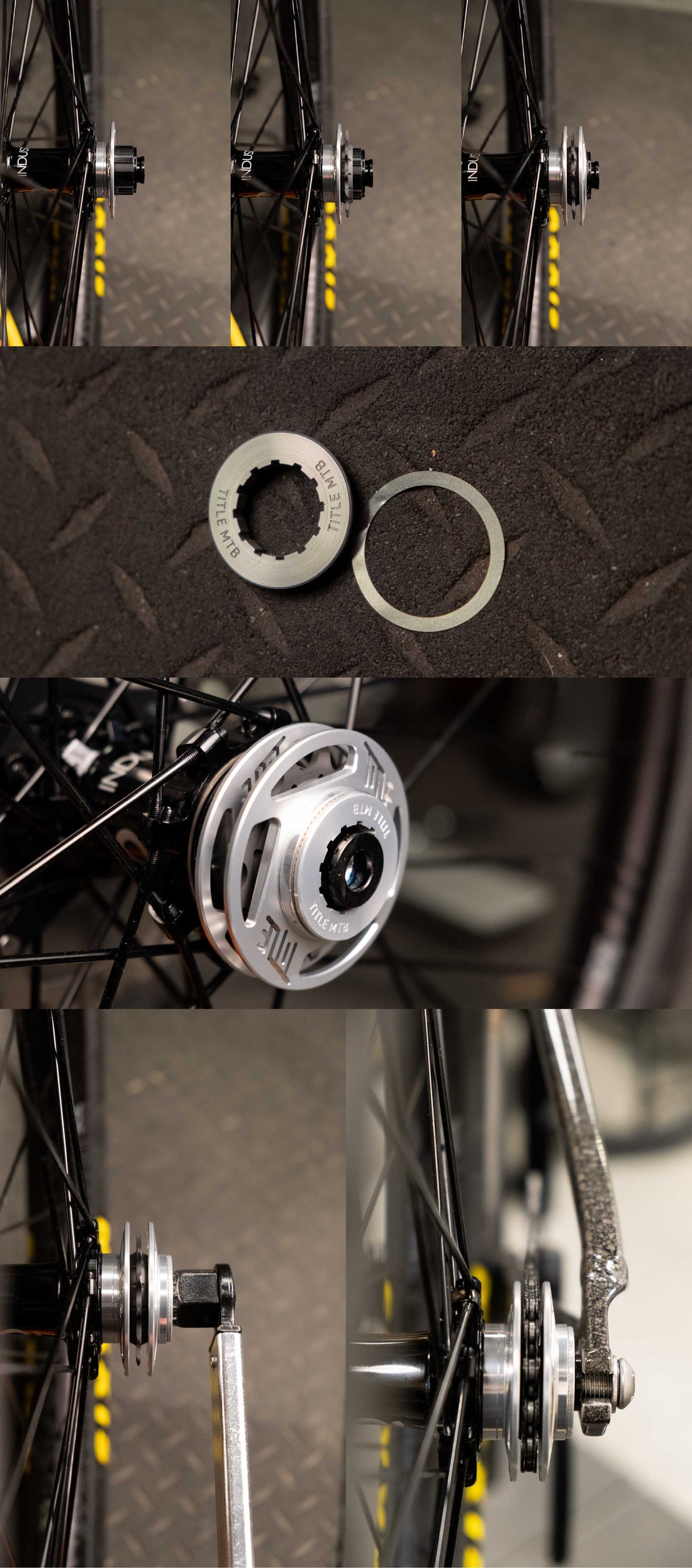 Close-up of bicycle hub and bearings with a textured black background